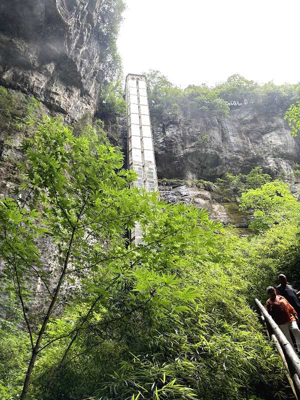 Tianlong glass elevator built into the cliff face, Wulong Karst