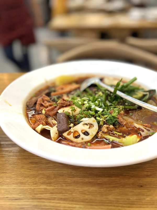 Hotpot-style noodle bowl, Wulong town food