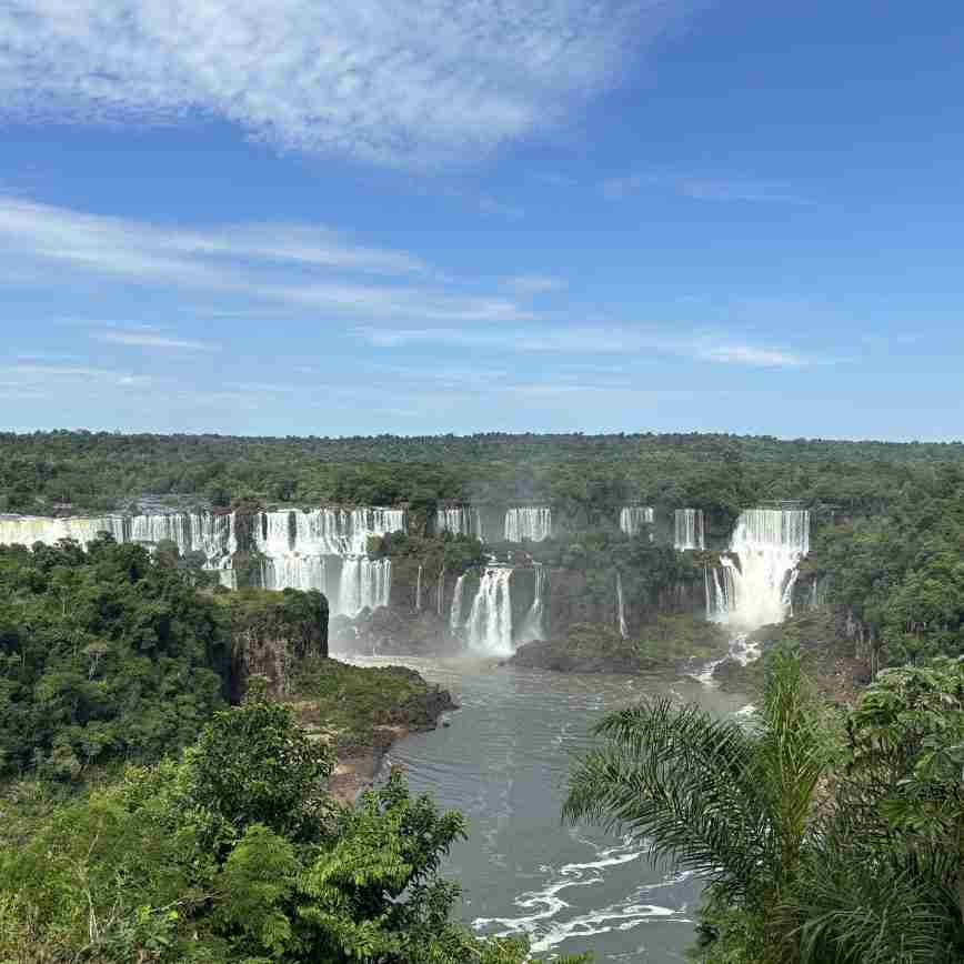 The massive and powerful Iguazu Falls on the border of Brazil and Argentina, a natural wonder.