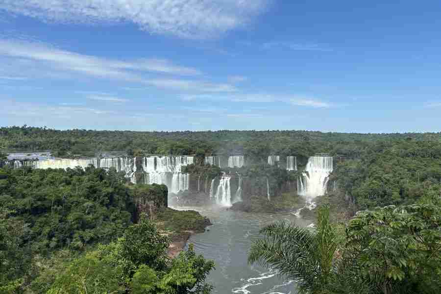 The massive and powerful Iguazu Falls on the border of Brazil and Argentina, a natural wonder.