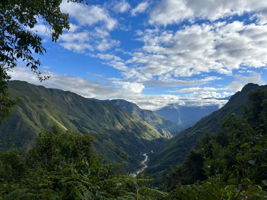 Views of a valley along the Salkantay Trek