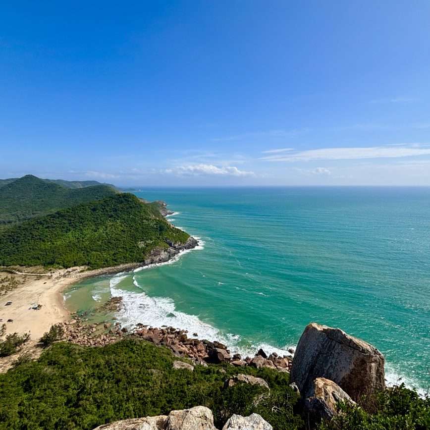 View of the beach from a summit
