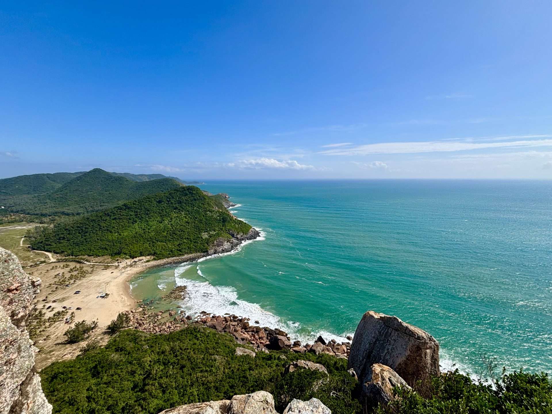 View of the beach from a summit