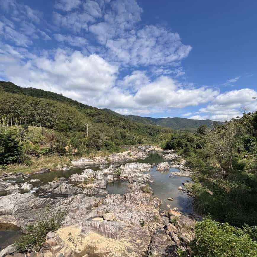 View from the bridge towards Jiayou Village