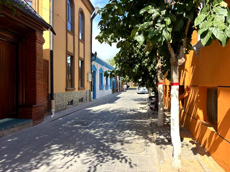 Narrow residential street in the Kazanchi Folk Tourism Area, Yining