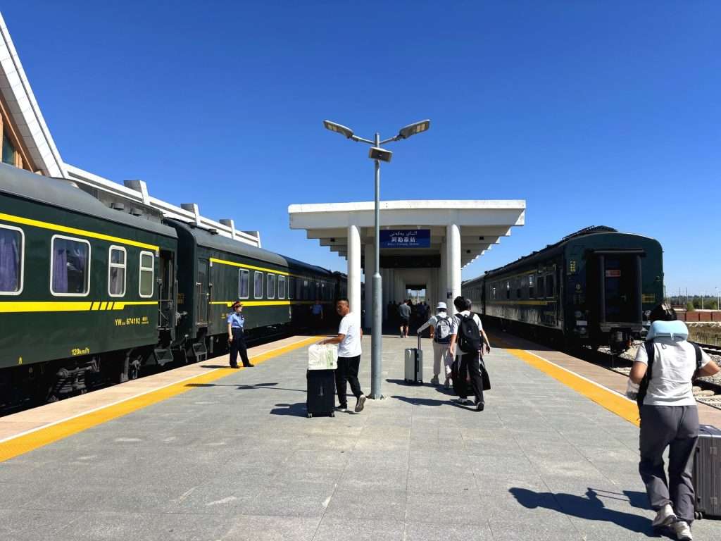 Altay train station platform on arrival