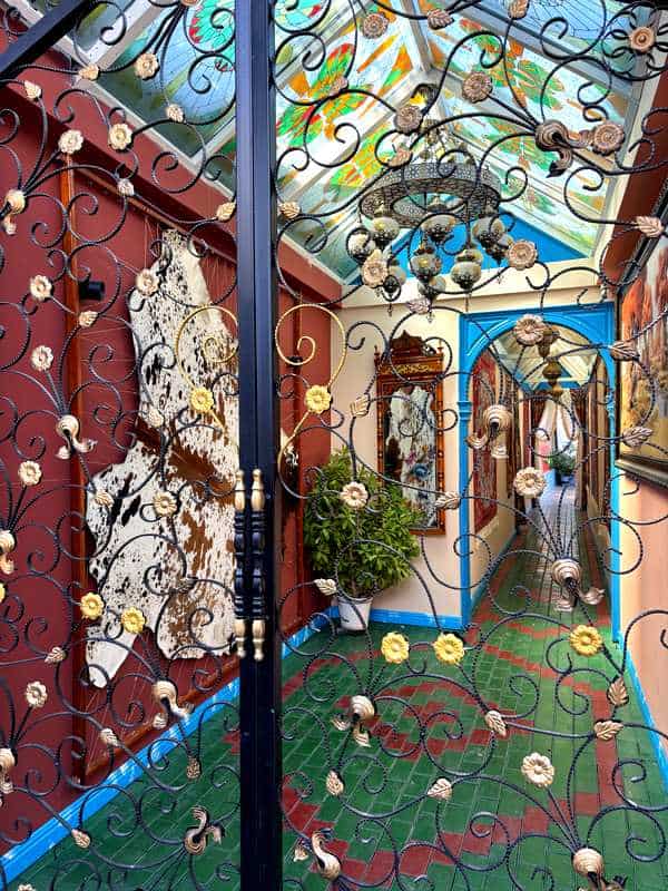 Ornate decorated entrance to a courtyard guesthouse in Kazanchi, Yining