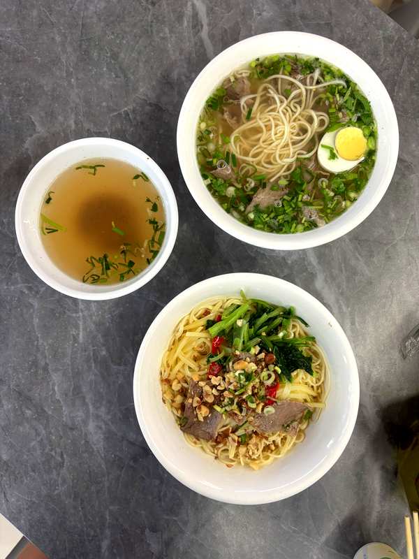 Three noodle dishes eaten for dinner in Bole, Xinjiang