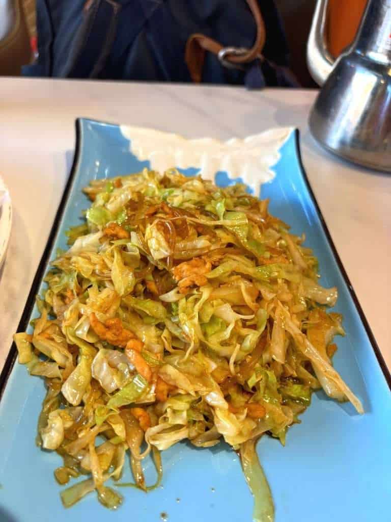 Stir-fried cabbage side dish, dinner in Altay
