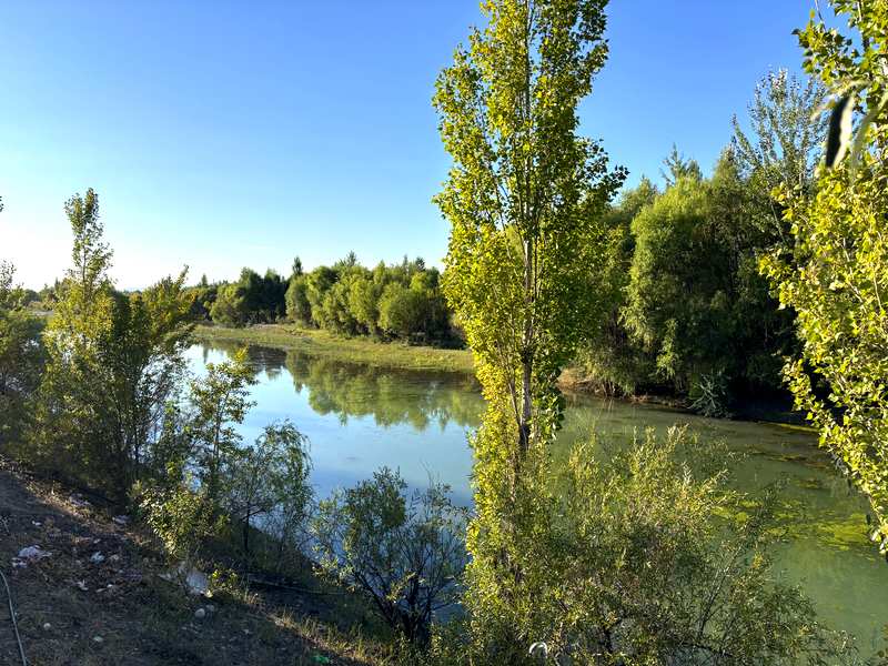 The Ili River in Yining, Xinjiang at sunset