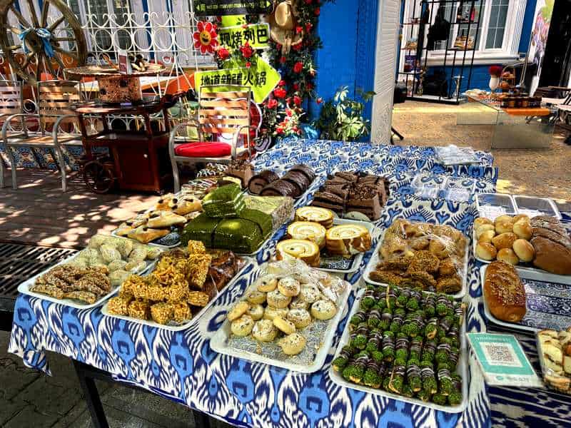 Baked sweets and pastries at a street stall