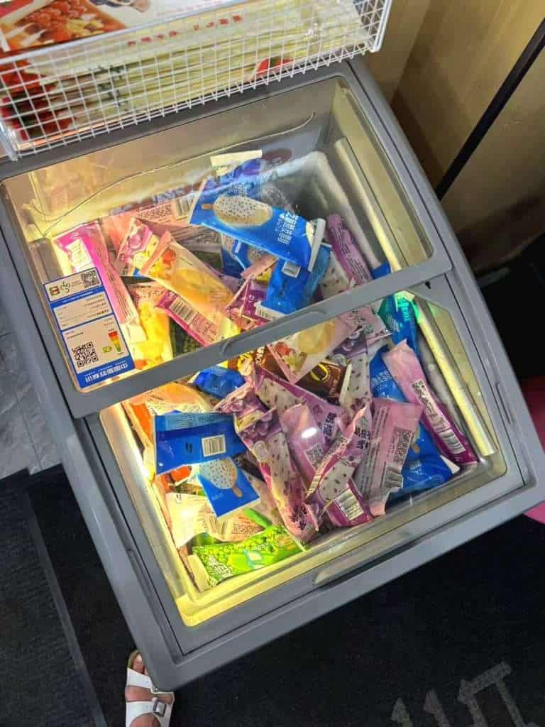 Free ice cream fridge next to reception at our Altay hotel