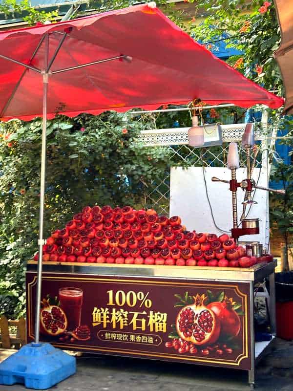 Pomegranate juice stall squeezed to order