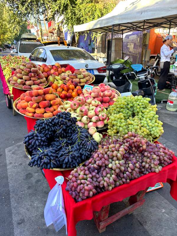 Local fruit stand with fresh Ili valley produce